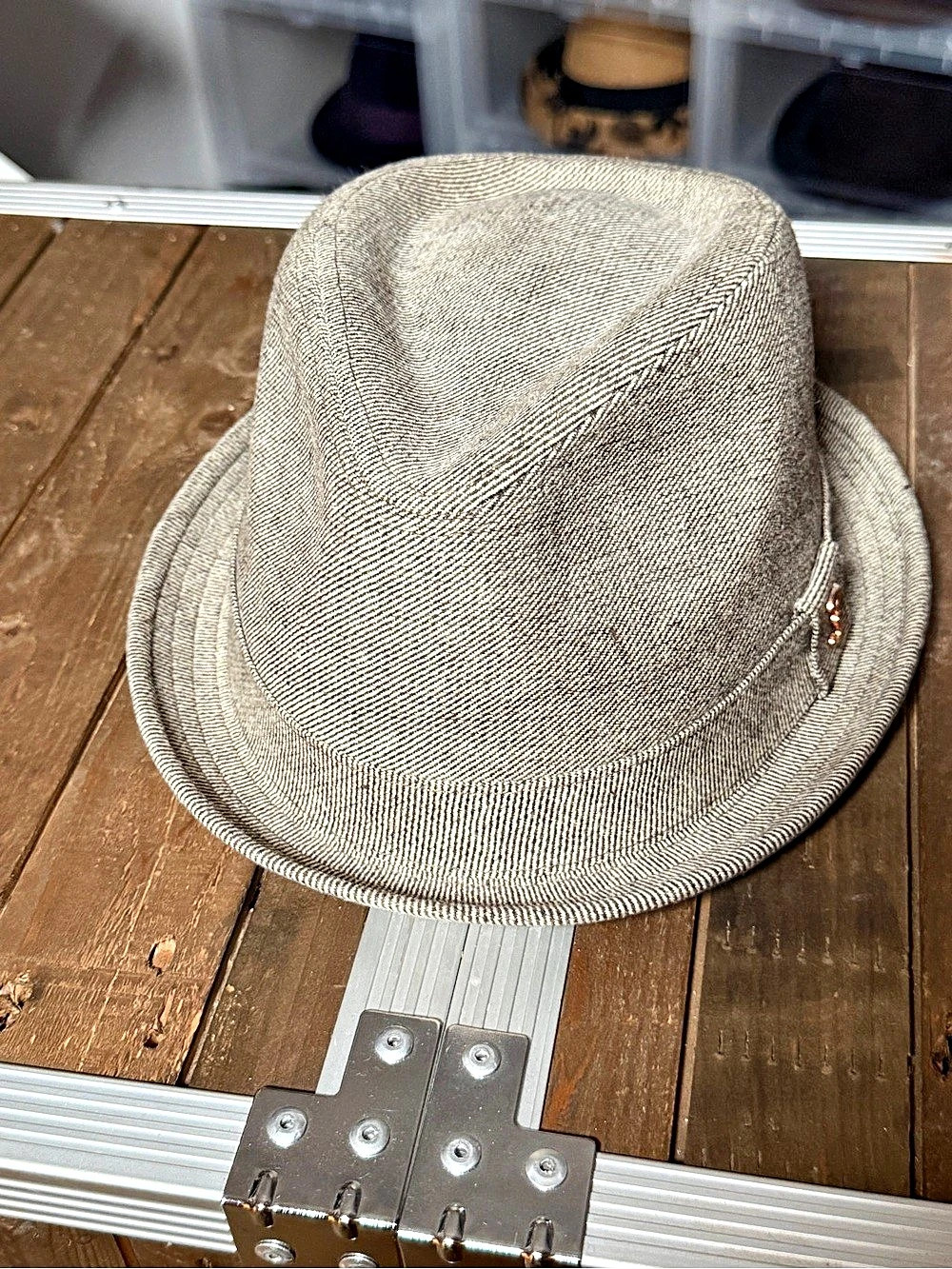 Who Ced? Cedric the Entertainer Fedora Hat Herringbone Gray Large 57cm